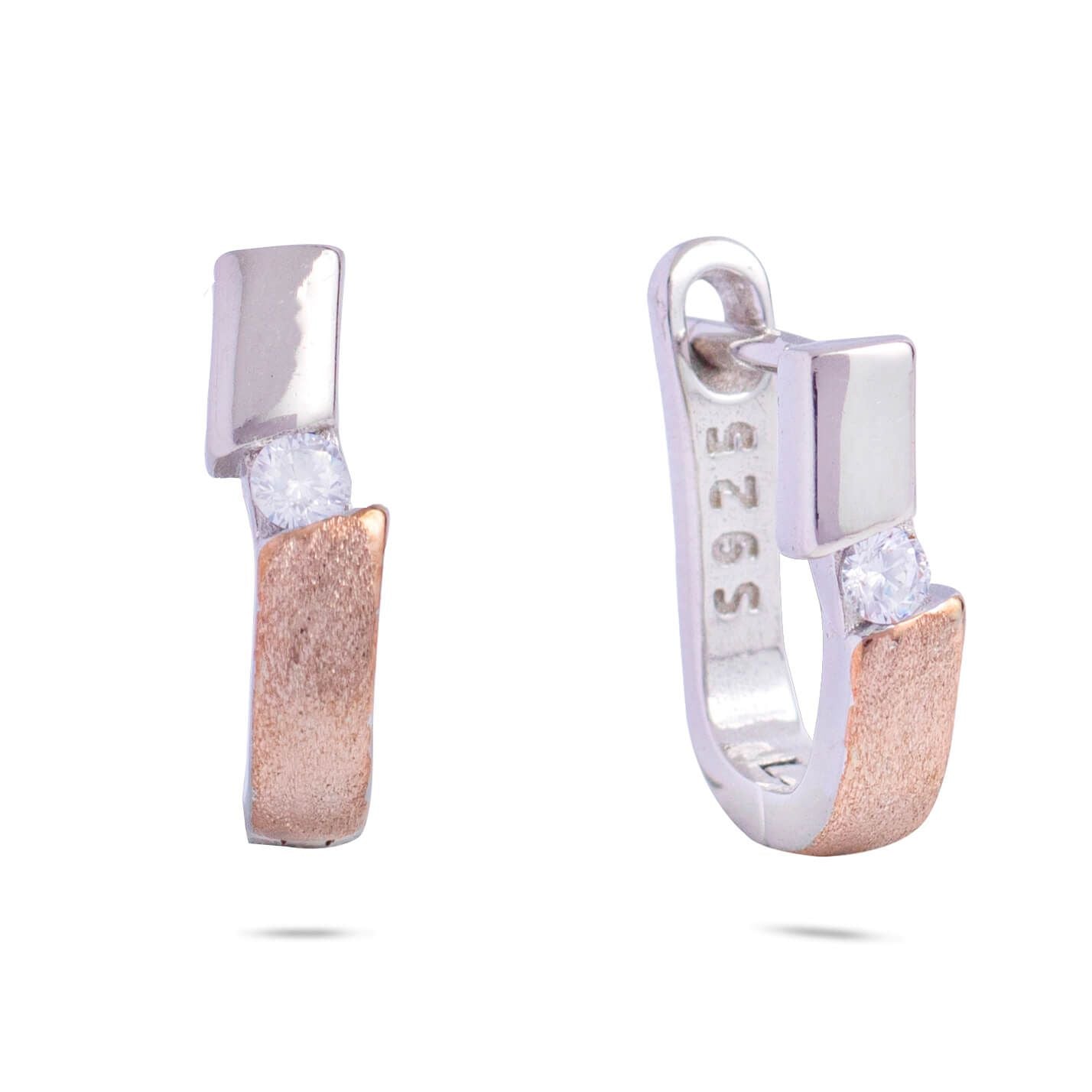 U Shape Semi Rose Gold Plated Hoop Earring - RishiRich Jewels