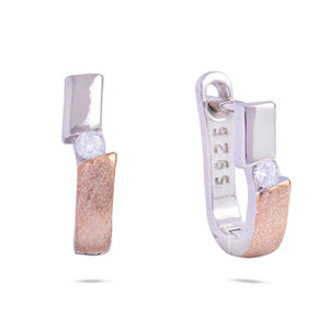 U Shape Semi Rose Gold Plated Hoop Earring - RishiRich Jewels