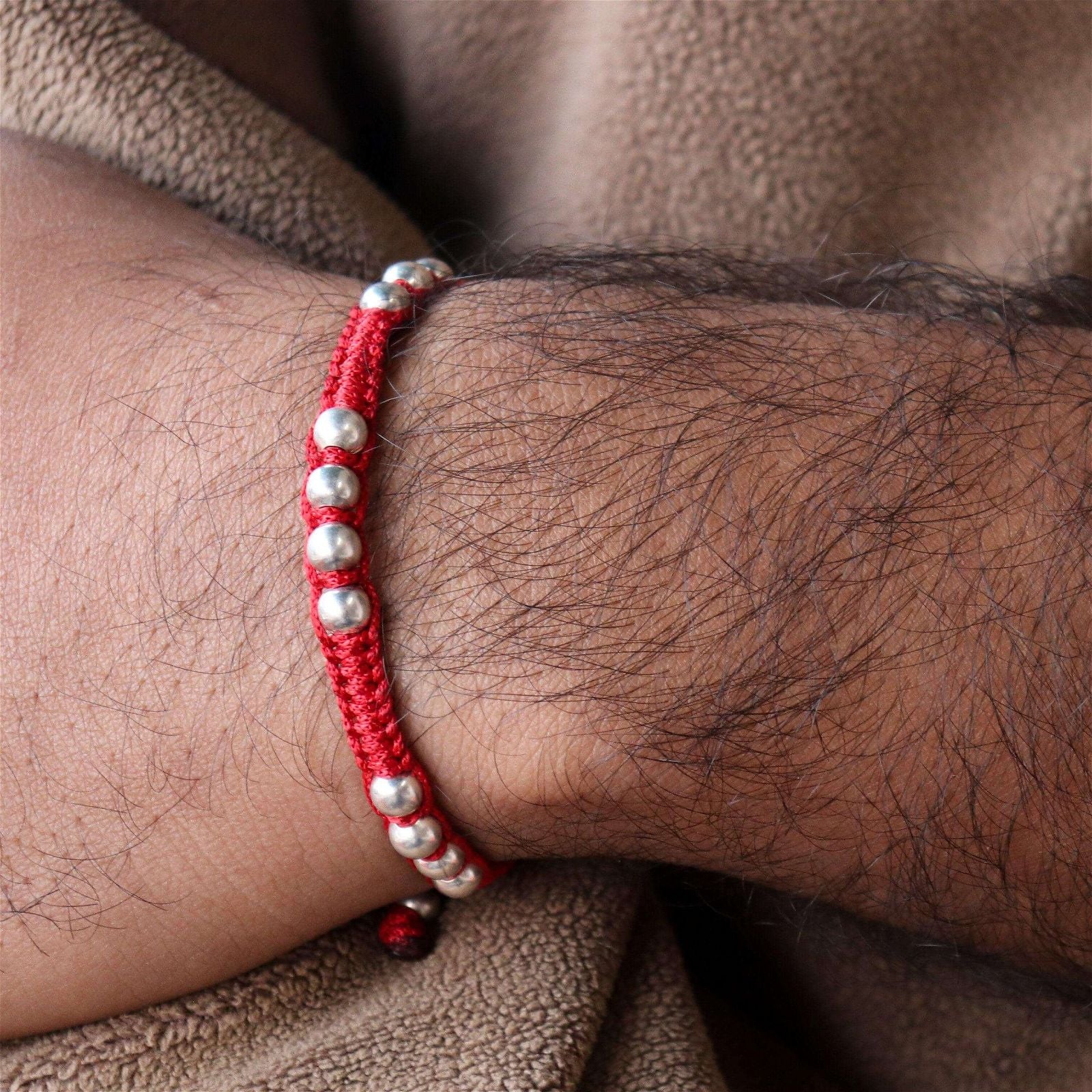 Unisex Silver Nazarbattu Thread Bracelet - RishiRich Jewels