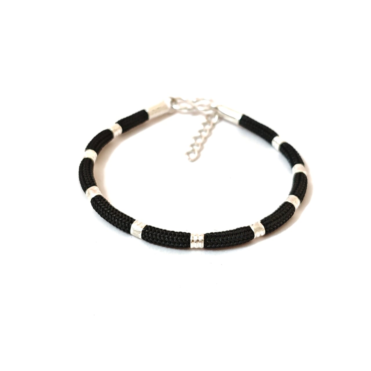 Couple Black Thread Silver Bracelet