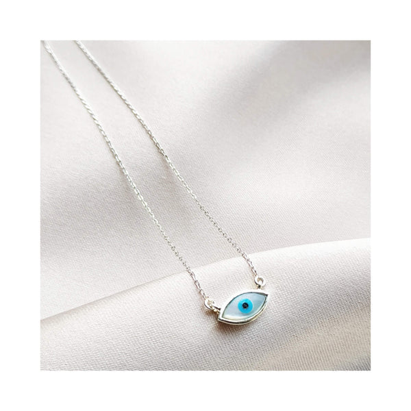 Dainty Mother of Pearl Evil Eye Necklace