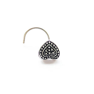 Heart Oxidised Silver Nose Pin