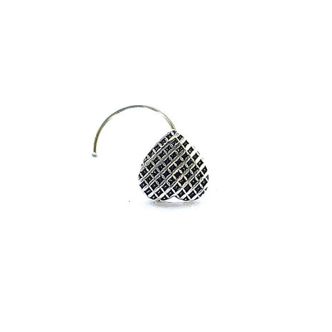 Checkered Oxidised Silver Nose Pin