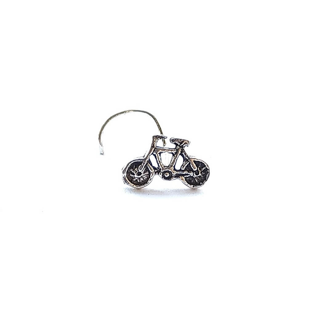 Bicycle Oxidised Silver Nose Pin